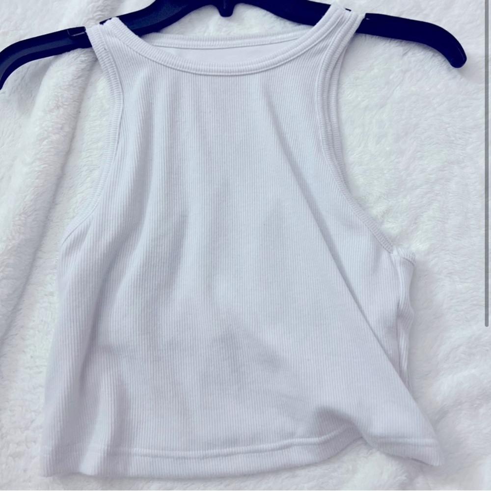 womens aerie white ribbed tank